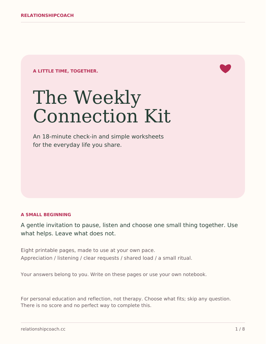 The actual cover of The Weekly Connection Kit
